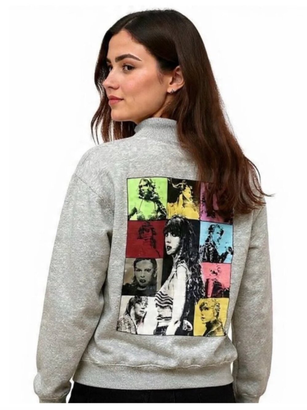 Taylor Swift The Eras Tour 1/4 Zip Sweatshirt Gray Pullover Unisex Large
